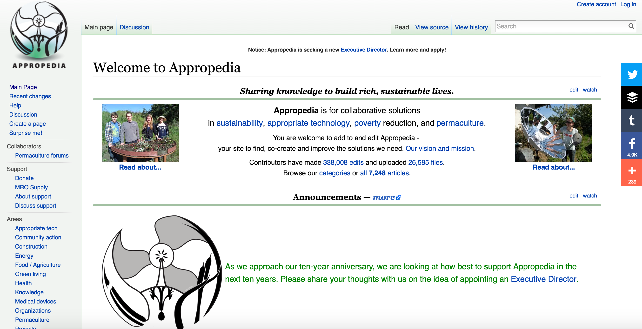 Appropedia.org screenshot of main page