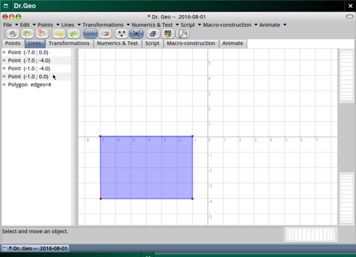 Creating an object in the grid.