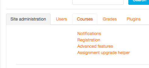 Moodle site admin page