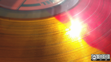 Yellow and red record playing
