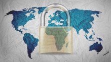 lock on world map