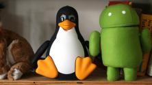 tux and android stuffed animals on shelf