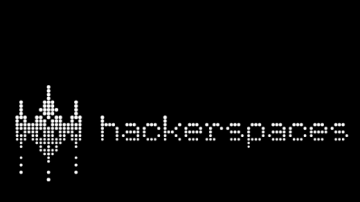 hackerspaces pixelated word on black background