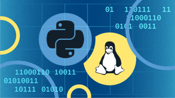 Python programming language logo and Tux the Penguin logo for Linux