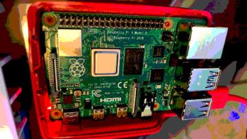 Raspberry Pi 4 board, posterized filter