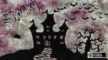 Spooky halloween house with bats