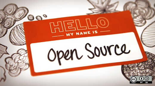 name tag that says hello my name is open source