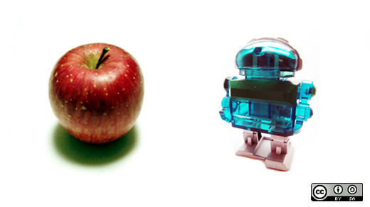 Apple and a robot