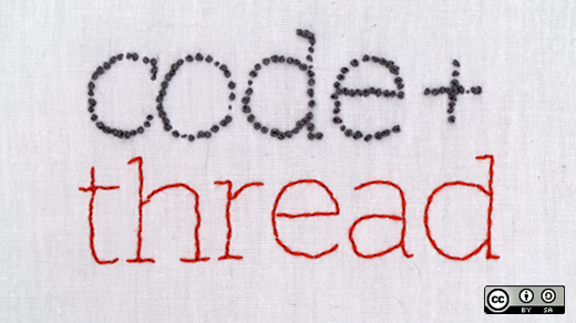 Code and thread written in embroidery