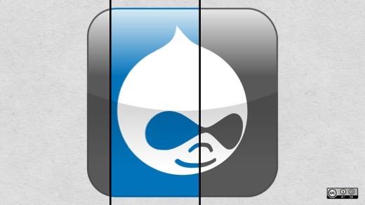 Drupal logo with gray and blue