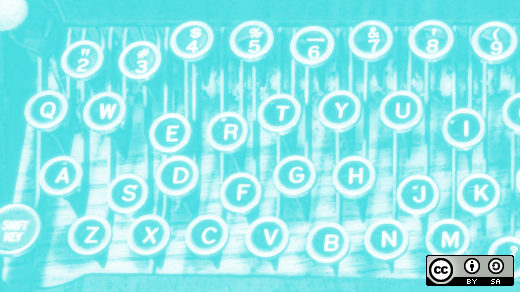 Typewriter keys in blue