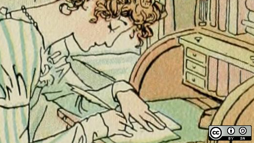 Jane Austen writing at a desk