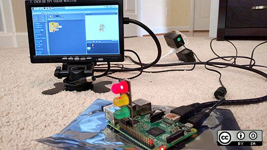 Raspberry Pi set-up controlling a traffic lit kit