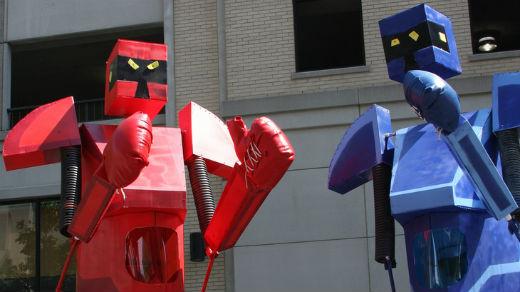Red and blue rockem sockem robots