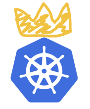 Kubernetes logo with a crown