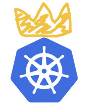 Kubernetes logo with a crown Kubernetes logo with a crown
