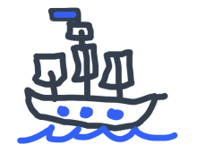 Ship sailing at sea
