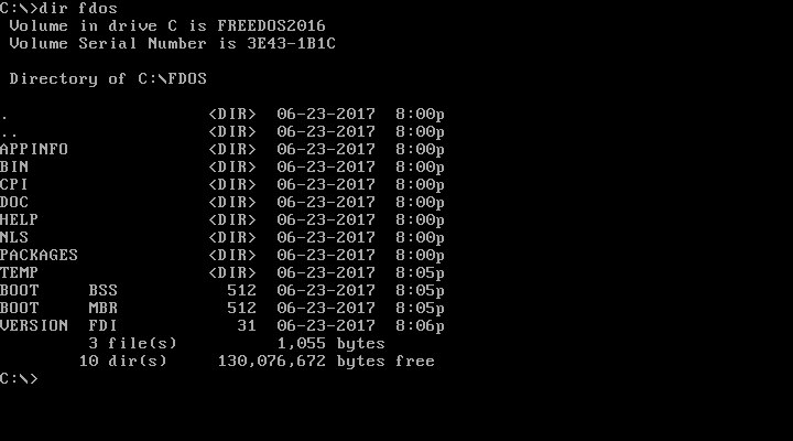 Displaying the contents of the FDOS directory