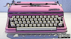 A pink typewriter
