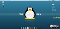 Think Linux browser background with penguin