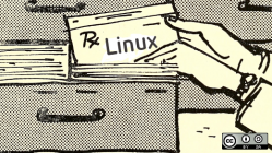 Hand putting a Linux file folder into a drawer