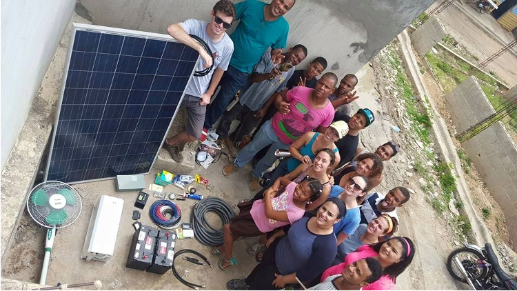 Group installing solar system