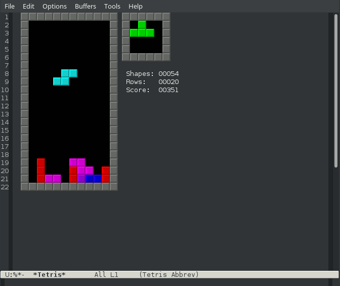 Tetris in Emacs