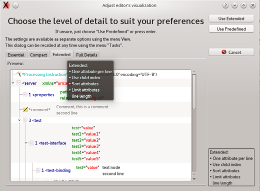 Configuring the display style in the task panel