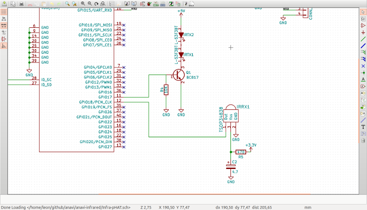 Schema of ANAVI Infared pHAT in KiCAD