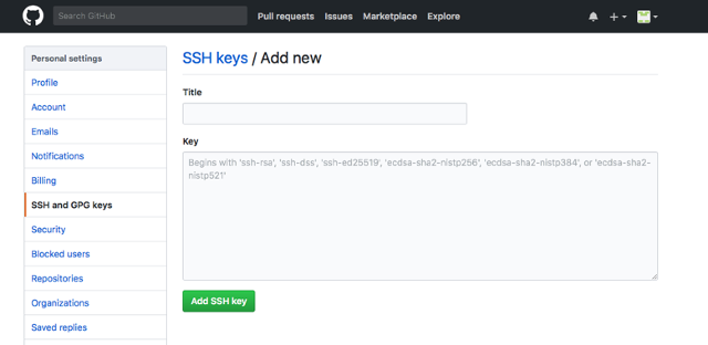 Add new SSH key