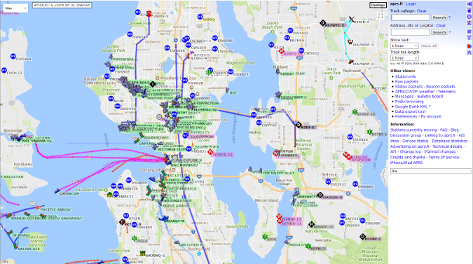 APRS activity map