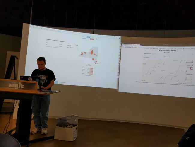 Chris Bitler demonstrates his Where Can I Vote? app.