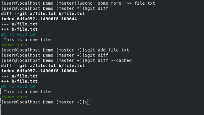 Checking differences on an added file