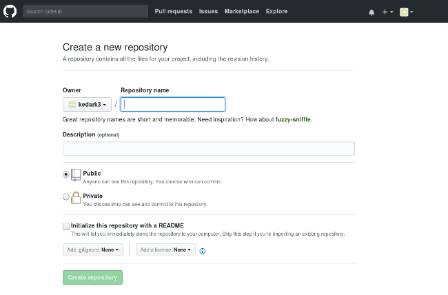 Create a new repository