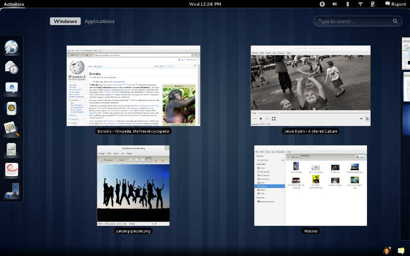 GNOME 3 Overview mode