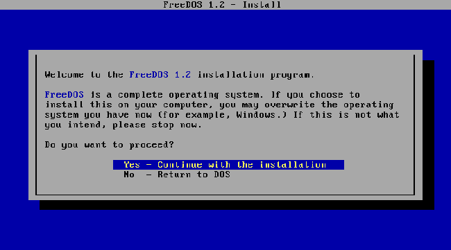 Install FreeDos