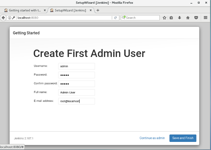 Creating admin user
