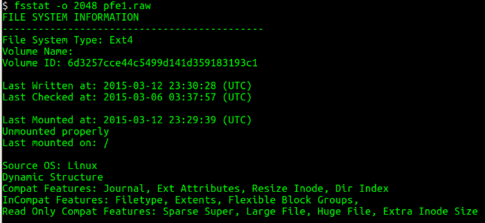 fsstat command output