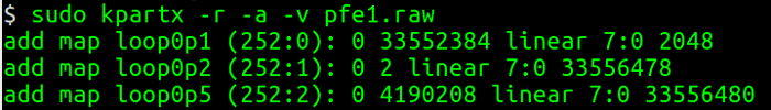 Using kpartx to create loopback devices