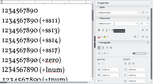 Using OpenType on LibreOffice Writer