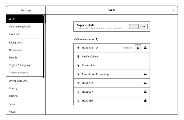 Settings menu prototype