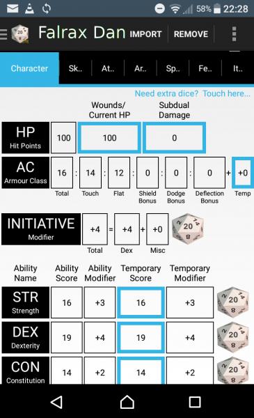 Exported character sheet on Android