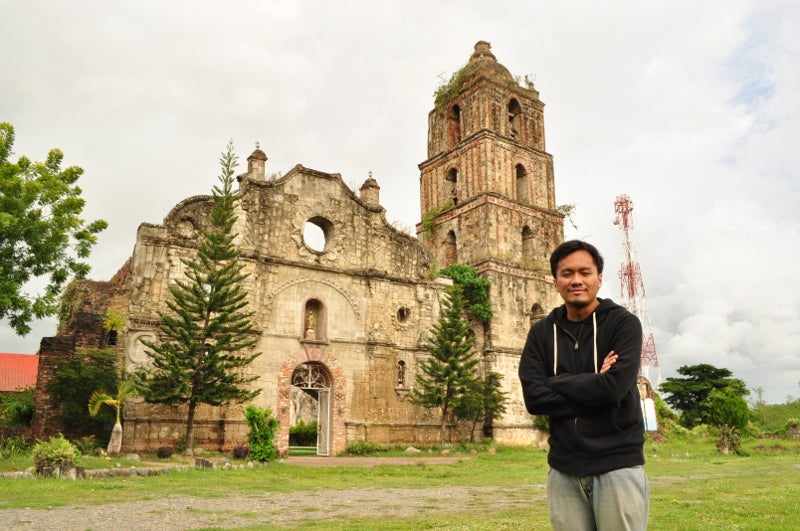 Joel Aldor in front of San Pablo Church Ruins