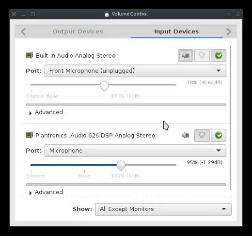 Inputs in Pulse Audio