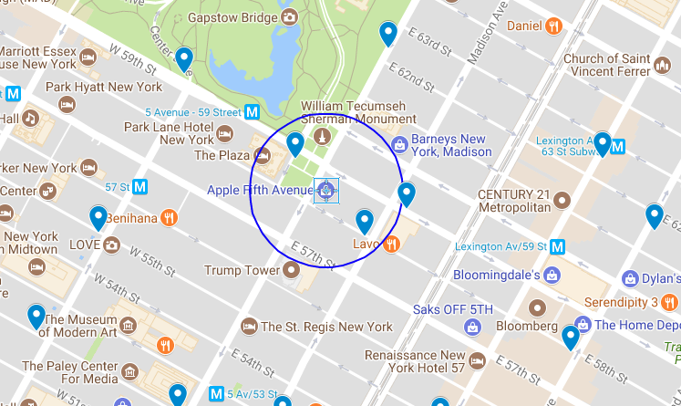 Map of Apple NYC store location