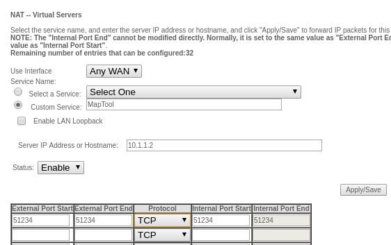 Port forwarding