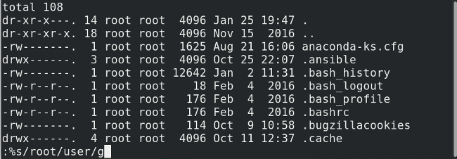 typing the substitute command