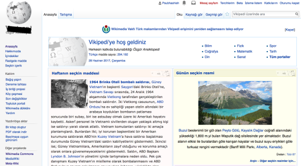 Turkish Wikipedia main page