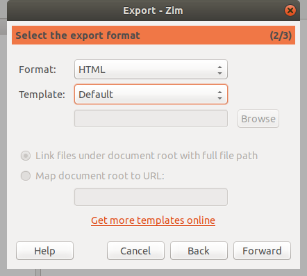 Selecting export format