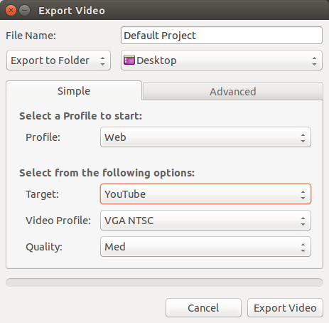 ubuntu video export window